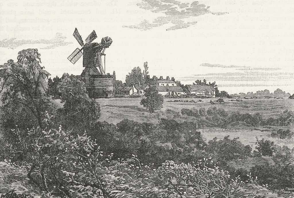 WIMBLEDON. Wimbledon Common (The Windmill) 1888 old antique print picture